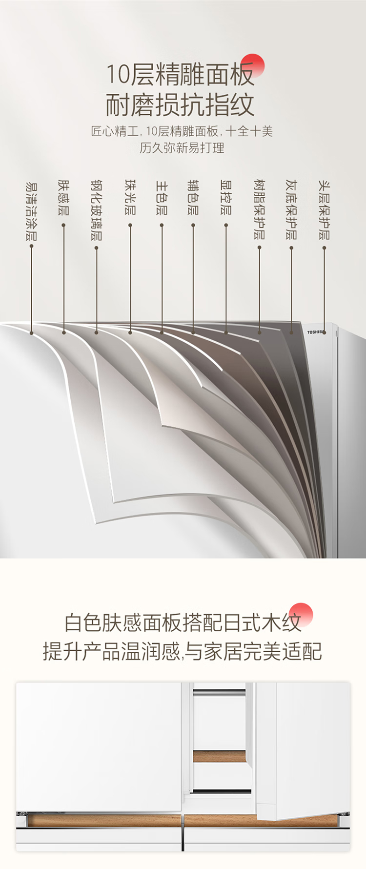 东芝冰箱大白梨十字门GR-RF561WI-PG1B3十字富士白零嵌