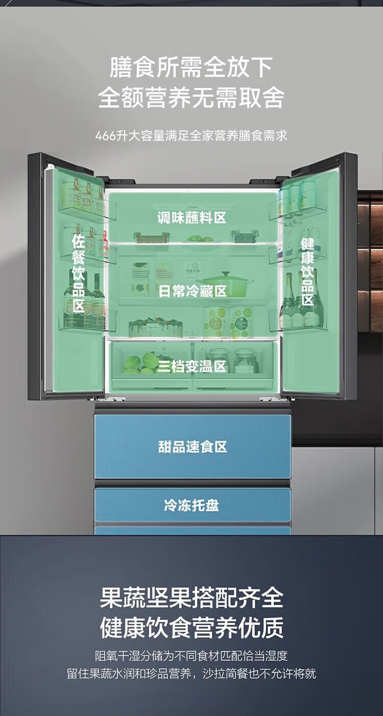 海尔冰箱法式BCD-466WGHFDEDS1
