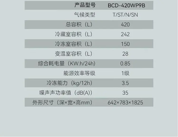 美菱冰箱十字门BCD-420WP9B