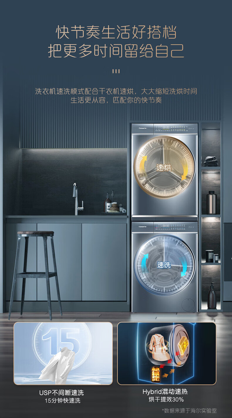 卡萨帝洗烘套装C1 D10L5ELU1+CGQ 10FL5EU1