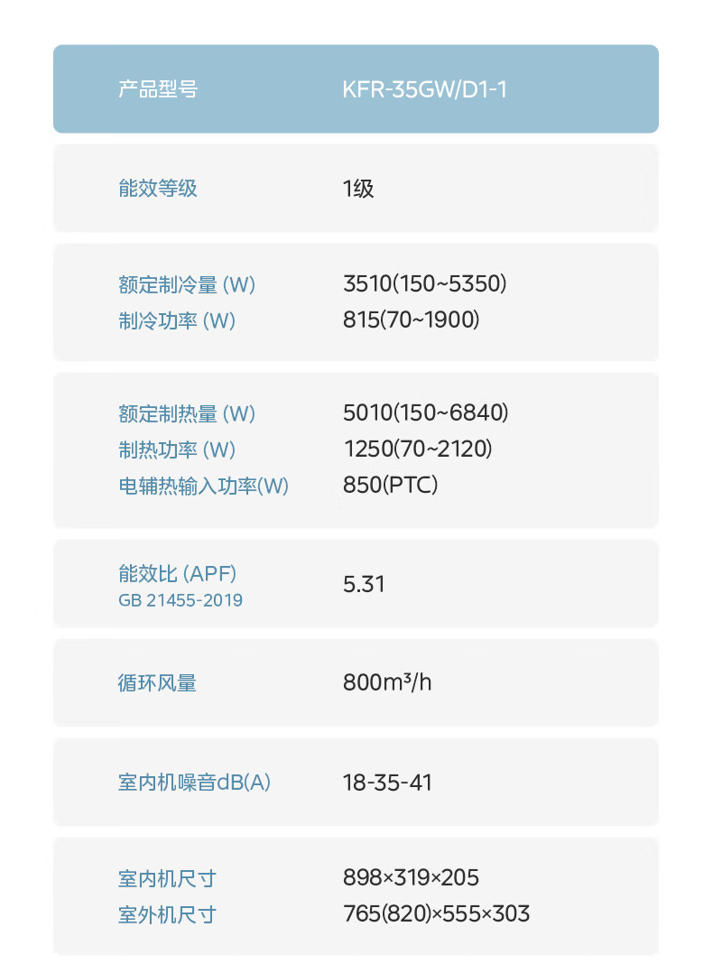 美的空调机皇1.5P挂机 KFR-35GW/D1-1