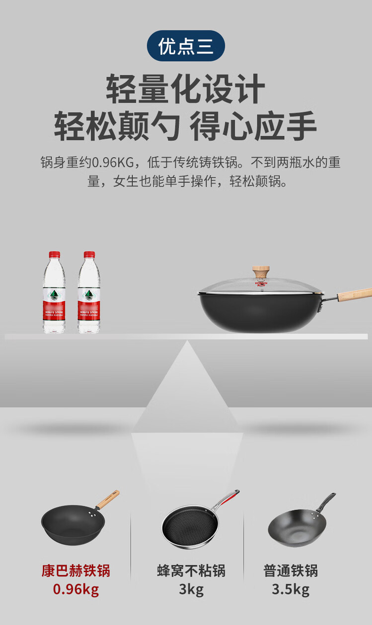 康巴赫深层氮化防锈精铁炒锅KGS-C32A