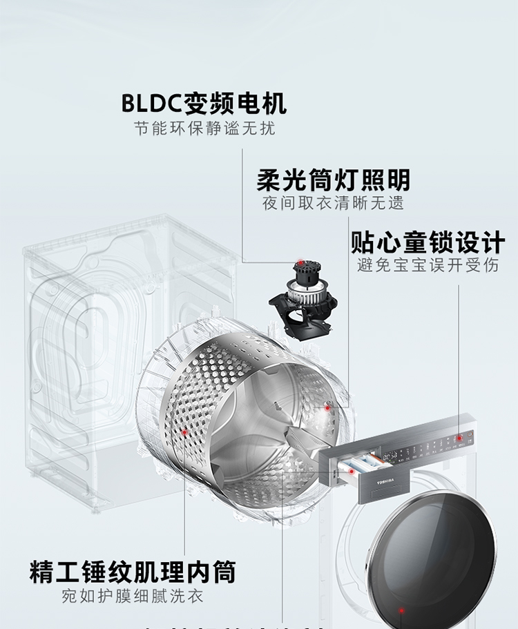 东芝洗衣机纯平全嵌10公斤滚筒DG-10TC23BY