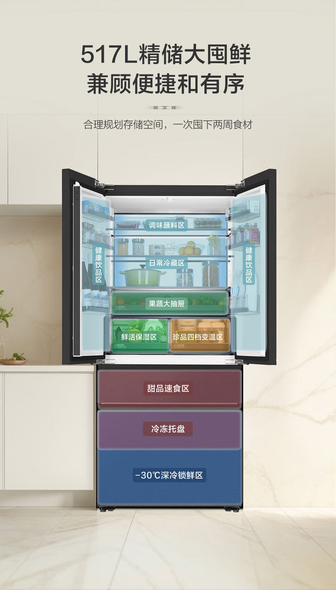 海尔冰箱法式BCD-517WGHFD2BGTU1