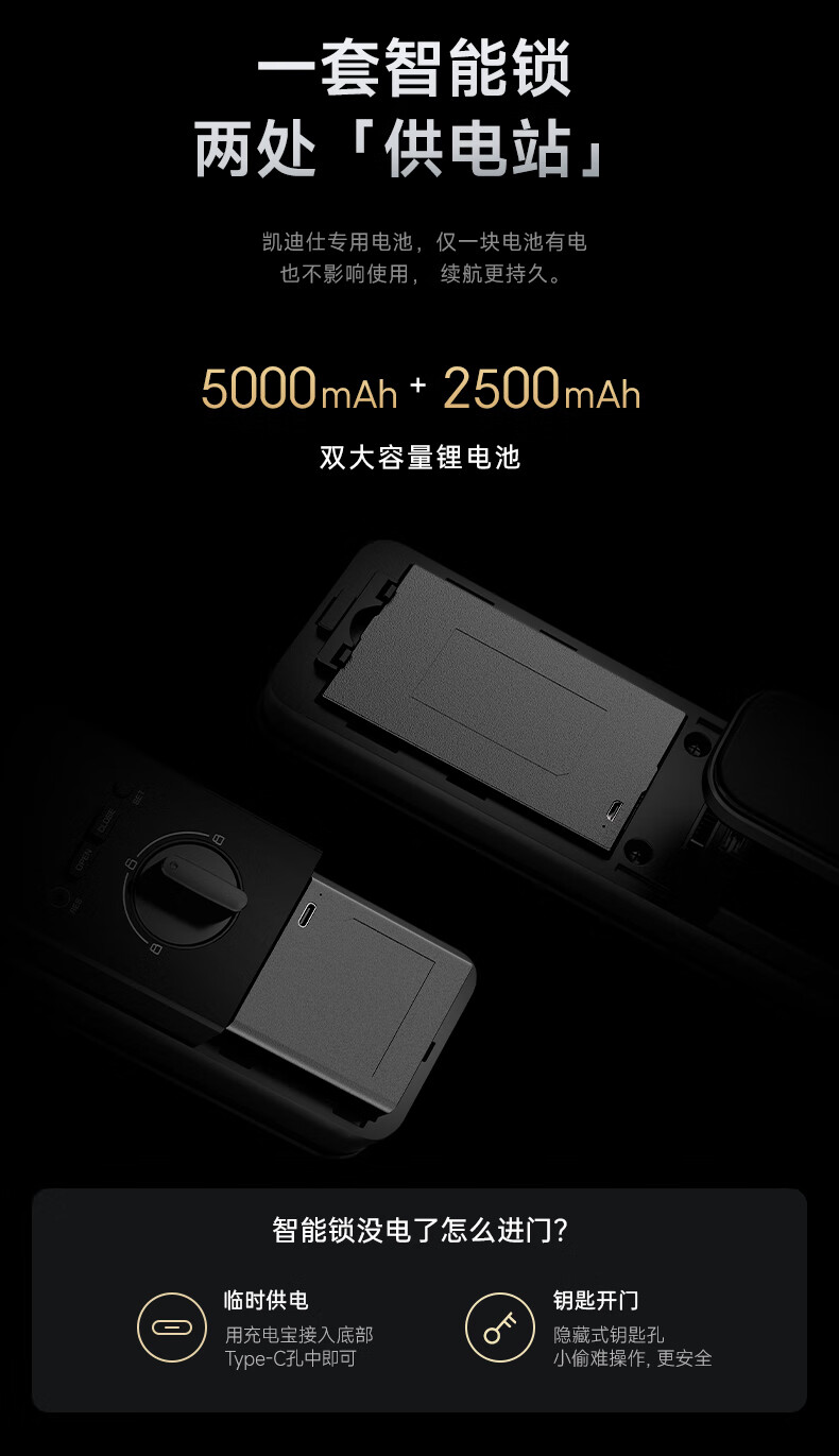 凯迪仕指纹锁P30 Pro太空灰