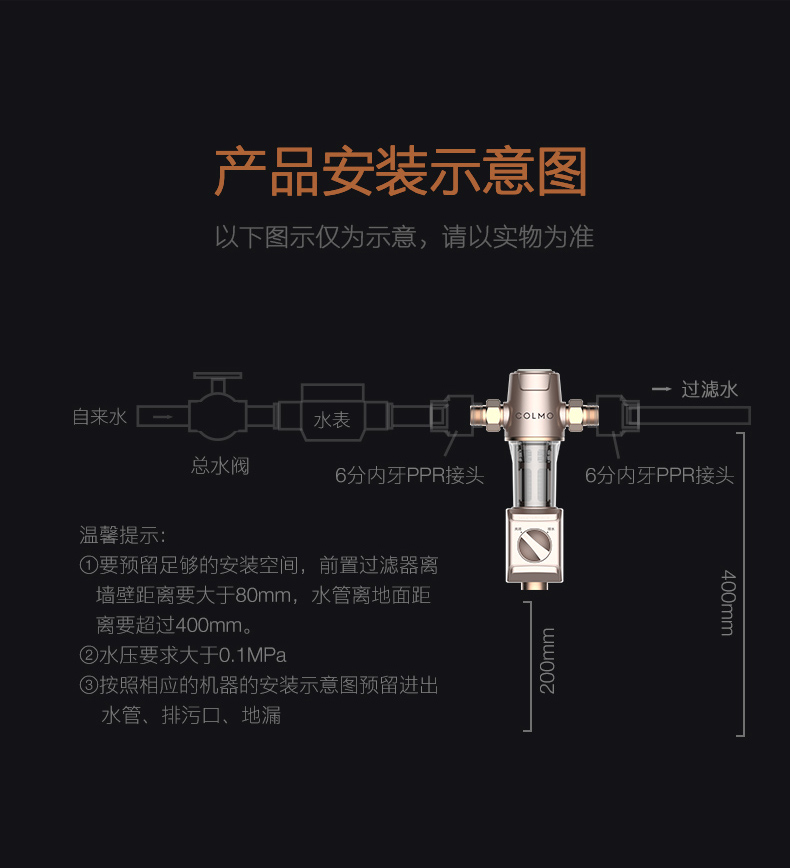 美的高端定制品牌COLMO前置过滤器CWQZ-A22