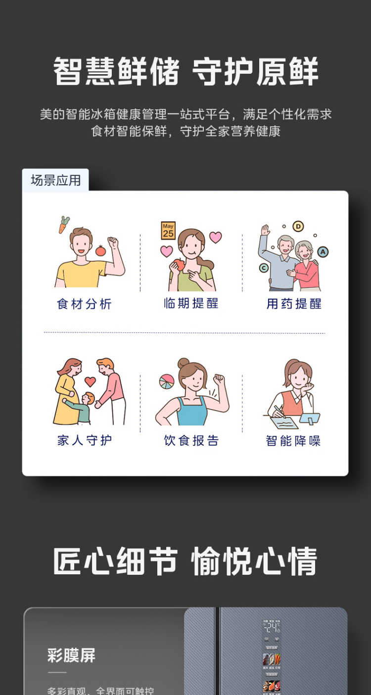 美的冰箱法式BCD-520WUFGPZM 迷境灰