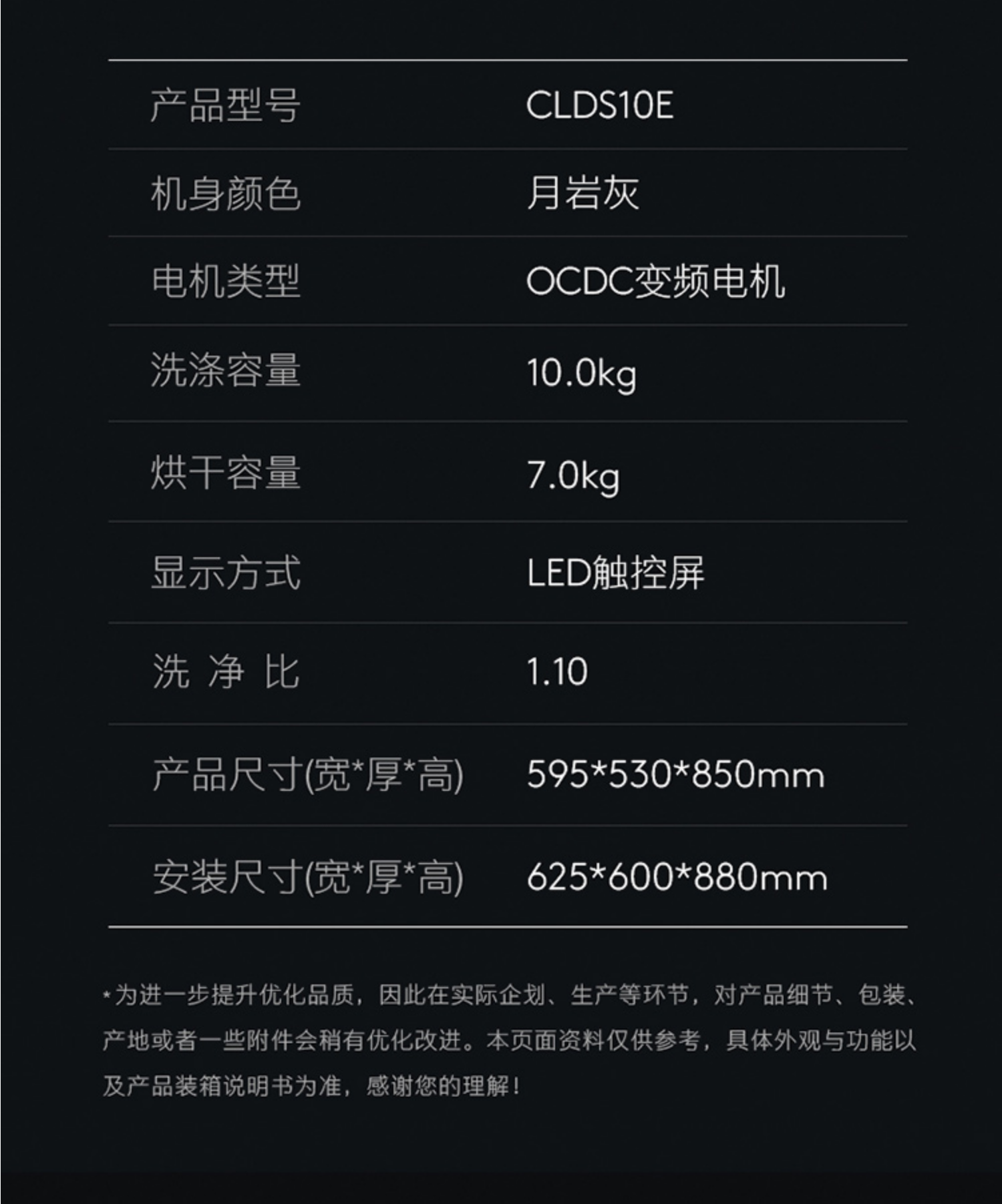美的高端定制品牌COLMO洗衣机滚筒CLDS10E