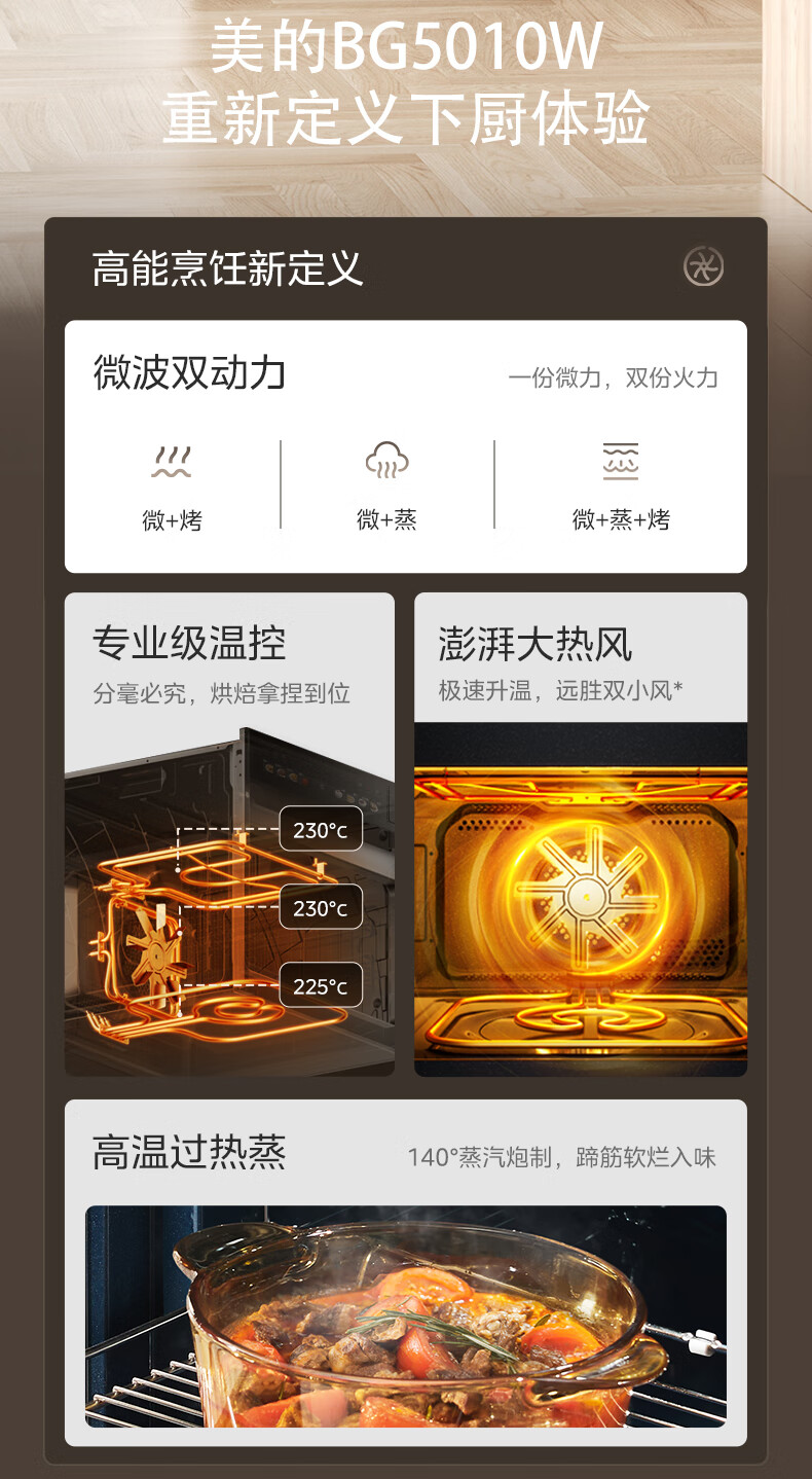 美的微波蒸烤炸一体机BG5010W