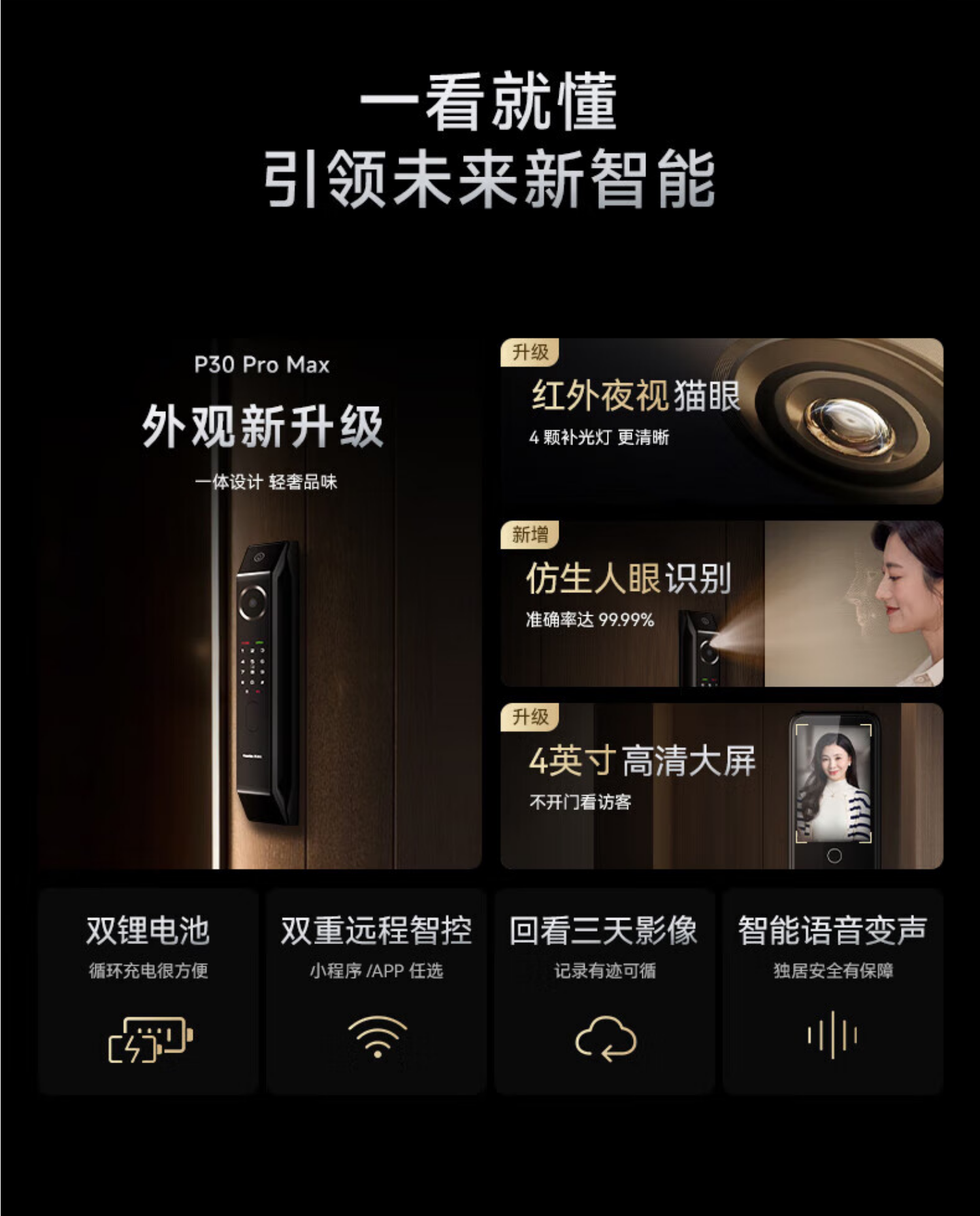凯迪仕指纹锁P30ProMax太空灰