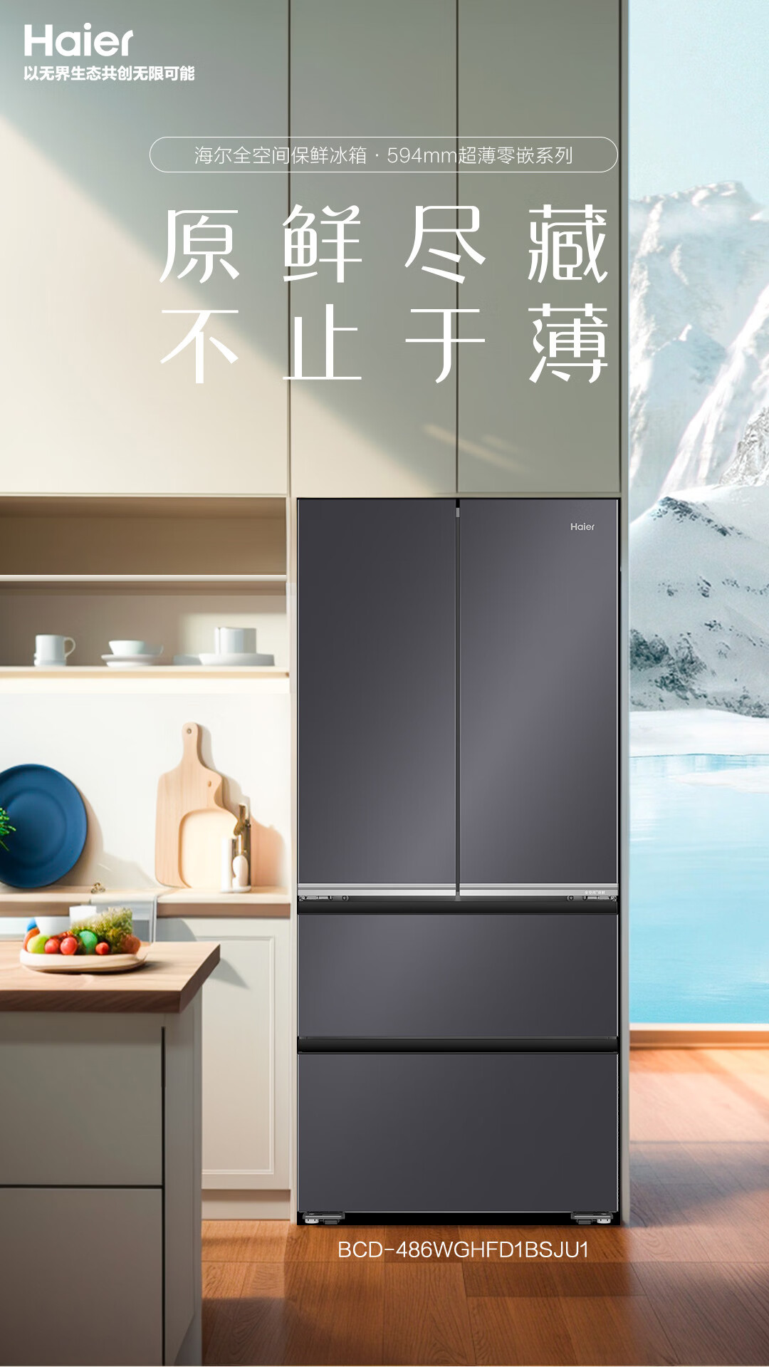 海尔冰箱法式BCD-486WGHFD1BSJU1