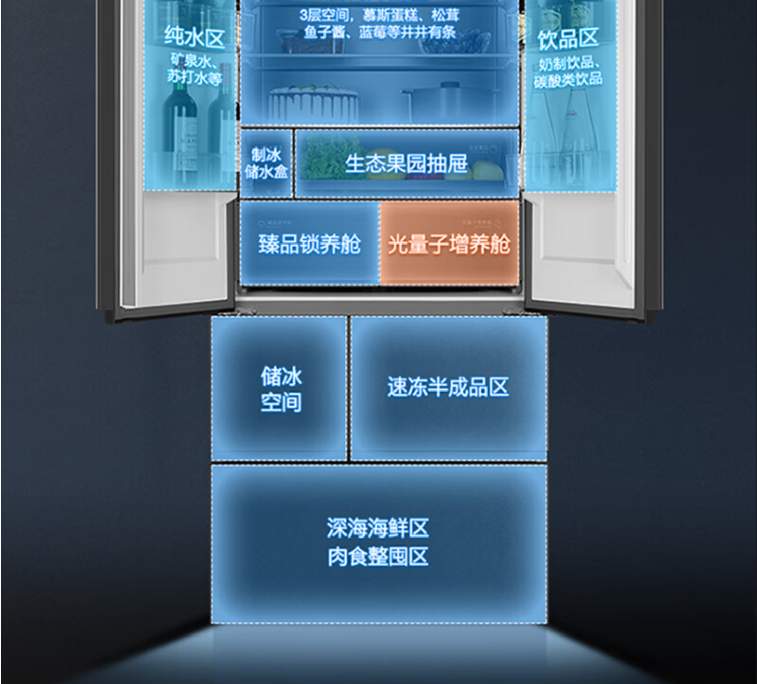 美的高端定制品牌COLMO冰箱法式CRBUF518W-HJ1 镜岩灰