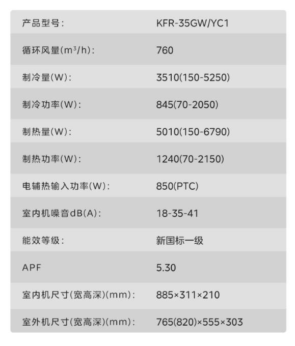 美的空调制冷王1.5P挂机KFR-35GW/YC1