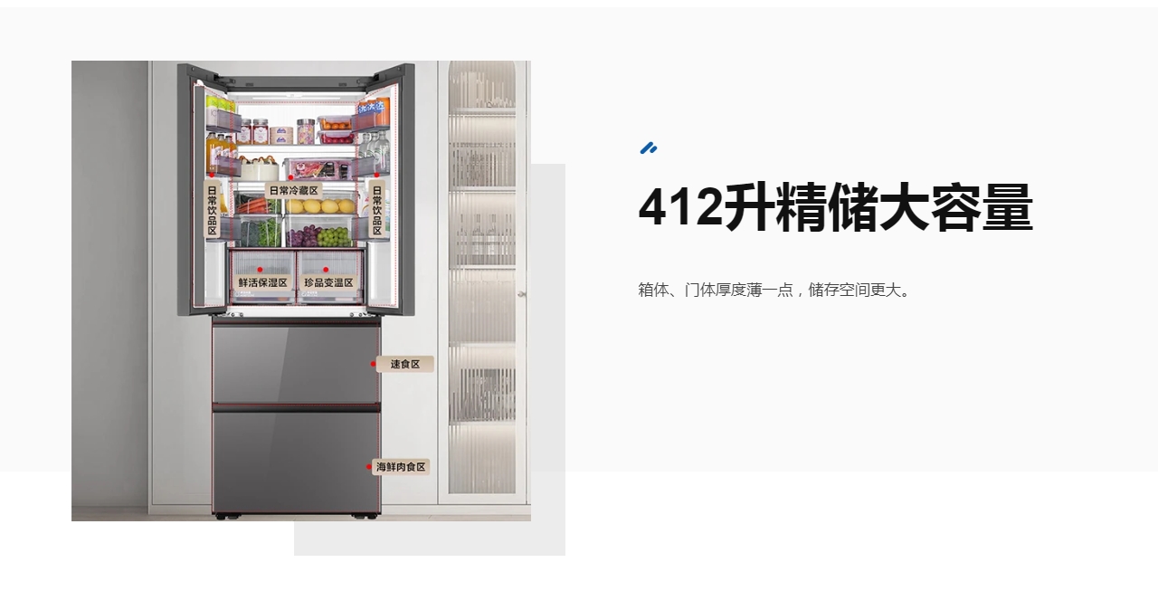 海尔冰箱法式多门BCD-412WGHFDB5GSU1