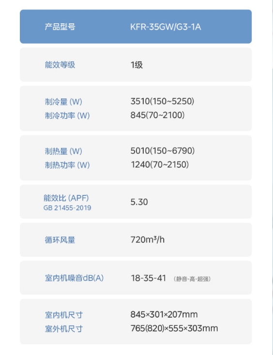 美的空调1.5P挂机KFR-35GW/G3-1A
